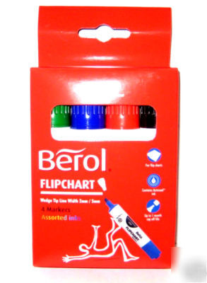 8 berol flipchart marker wedge pen assorted colours