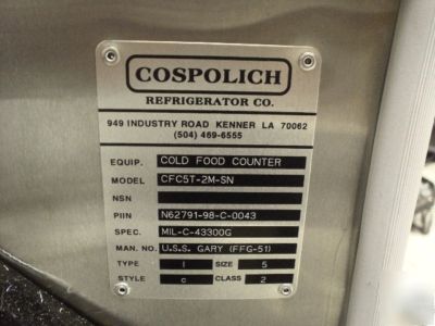 Cold food counter refrigerator salad bar prep table 
