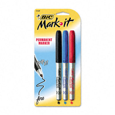 Mark-it permanent markers, fine point, assorted, 3/set
