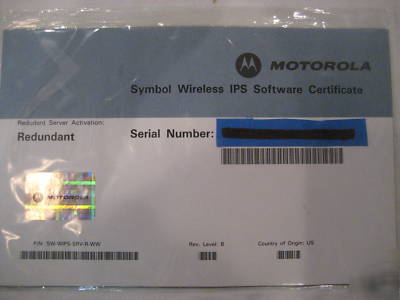 Motorola sw-wips-srv-r-ww redundant software license