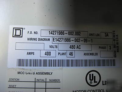 Square d mod 6 fuse disconnect mcc bucket 400 a amp