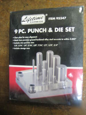 New 9 pc punch & die set 95547 lifetime carbide in box 