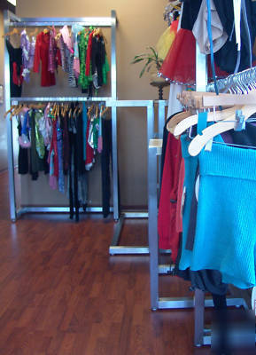 Complete store, brushed chrome apparel fixtures