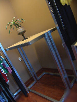 Complete store, brushed chrome apparel fixtures