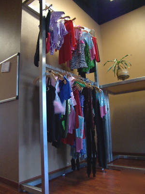 Complete store, brushed chrome apparel fixtures