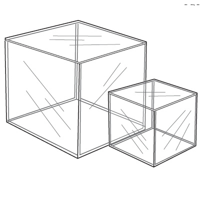 Acrylic square display cube - 5 sided - 6