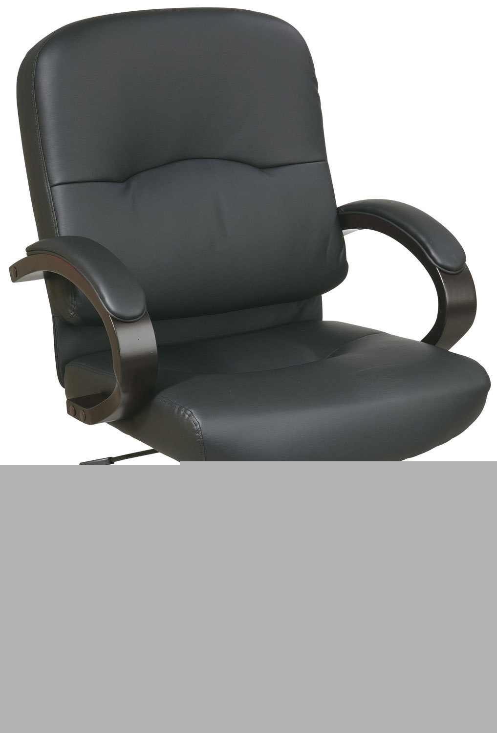Black leather executive mid back computer office chair 