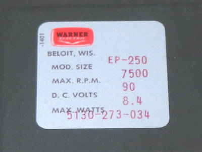 Clutch-brake set, warner electric size ep-250