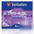 Verbatim dvd+r 8.5GB 8X 5 pack dual layer-dl free p&p 