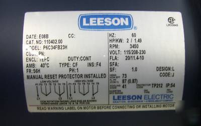 New leeson 2 hp 115 or 230 volt, tefc, 1 ph. ships free